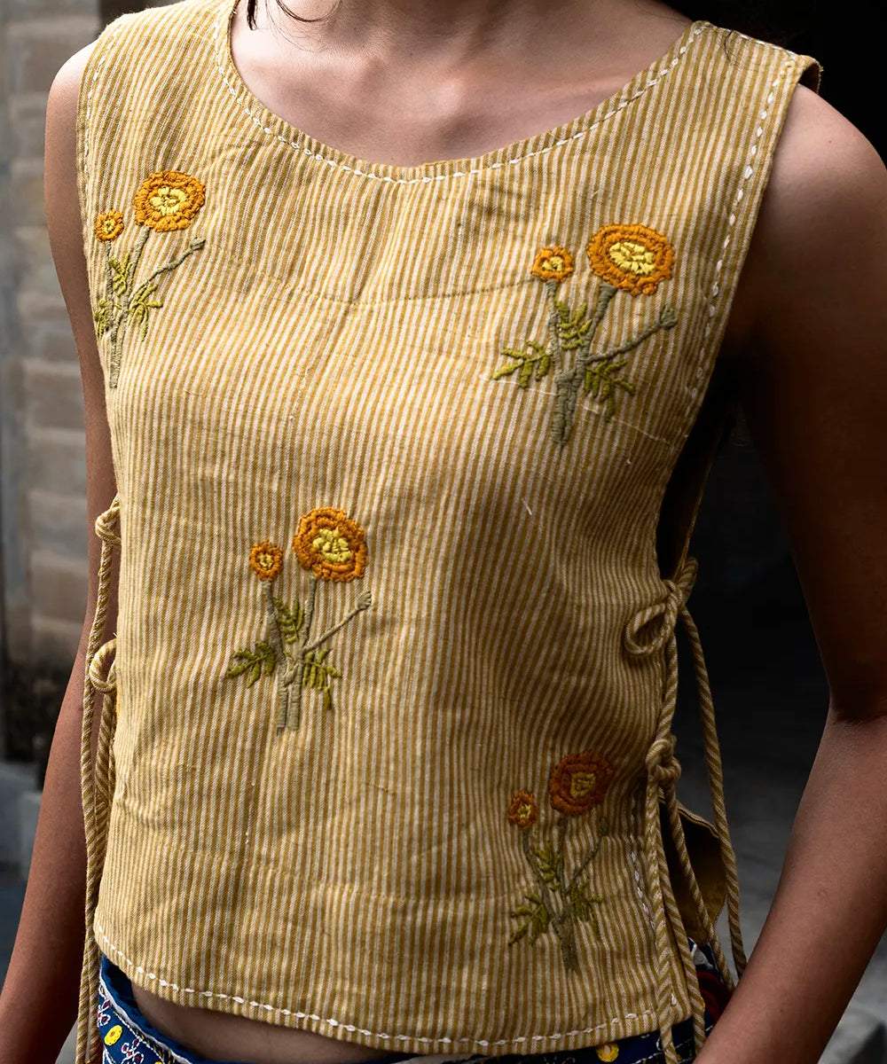 Embroidered Tank Tie Top
