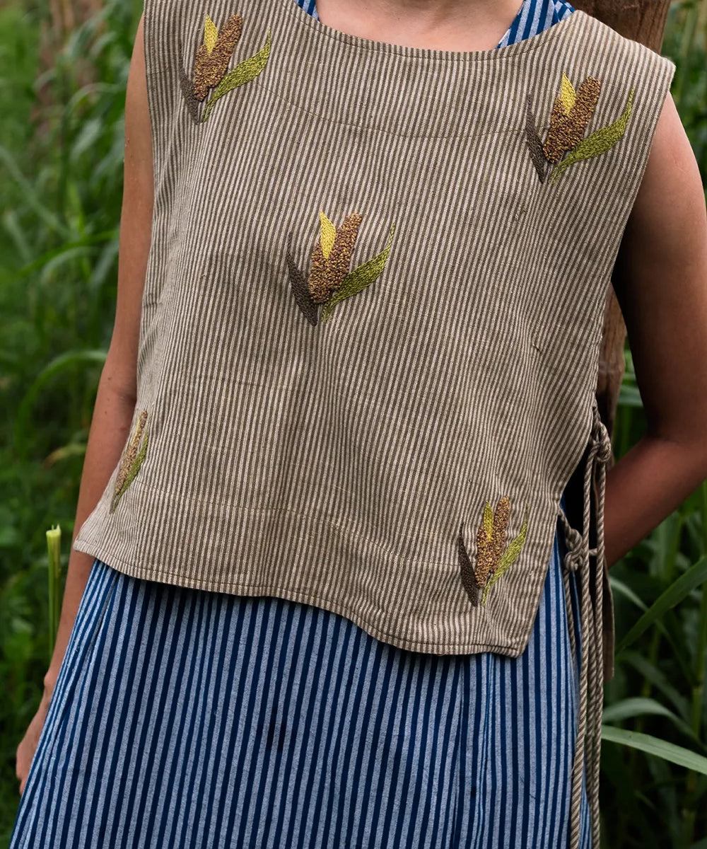 Embroidered Tank Tie Top
