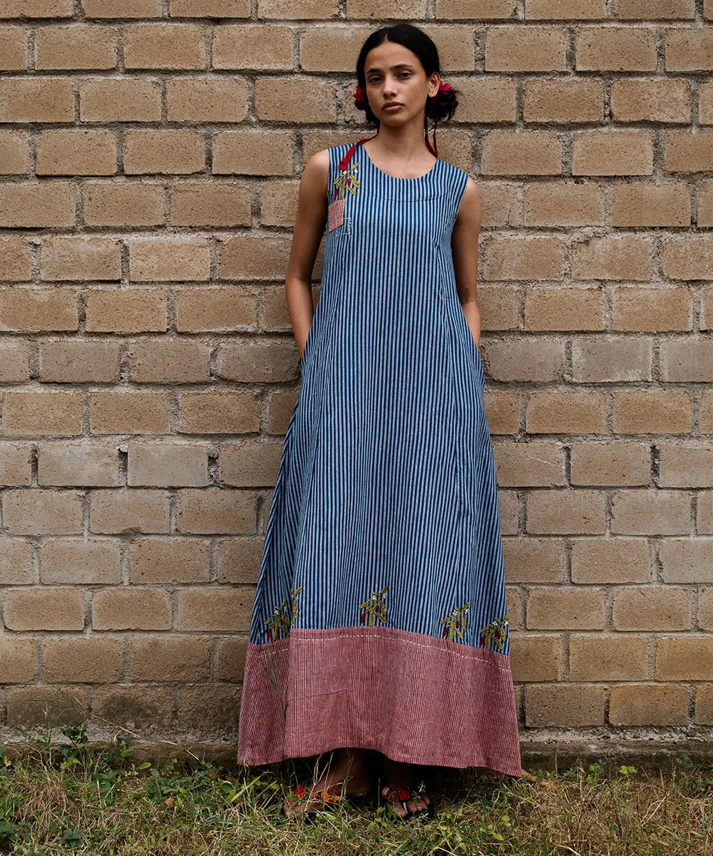 Sleeveless Wide Border Long Dress