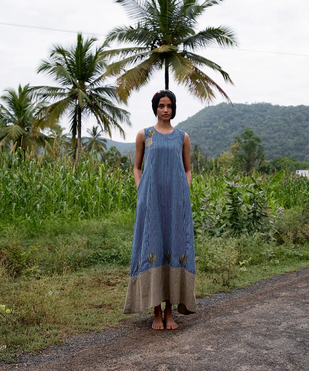 Sleeveless Wide Border Long Dress