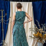 Print Wrap Dress – Teal & Black Stripe