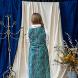 Print Wrap Dress – Teal & Black Stripe