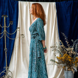 Print Wrap Top – Teal & Black Stripe