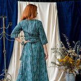 Print Wrap Top – Teal & Black Stripe