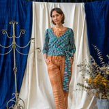 Print Wrap Top – Teal & Black Stripe