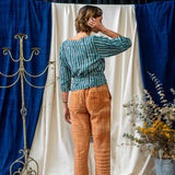 Print Wrap Top – Teal & Black Stripe