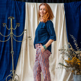 Tailored Pants – Blue & Orange Stripe
