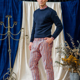Tailored Pants – Blue & Orange Stripe