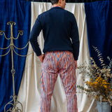 Tailored Pants – Blue & Orange Stripe
