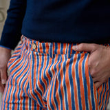 Tailored Pants – Blue & Orange Stripe