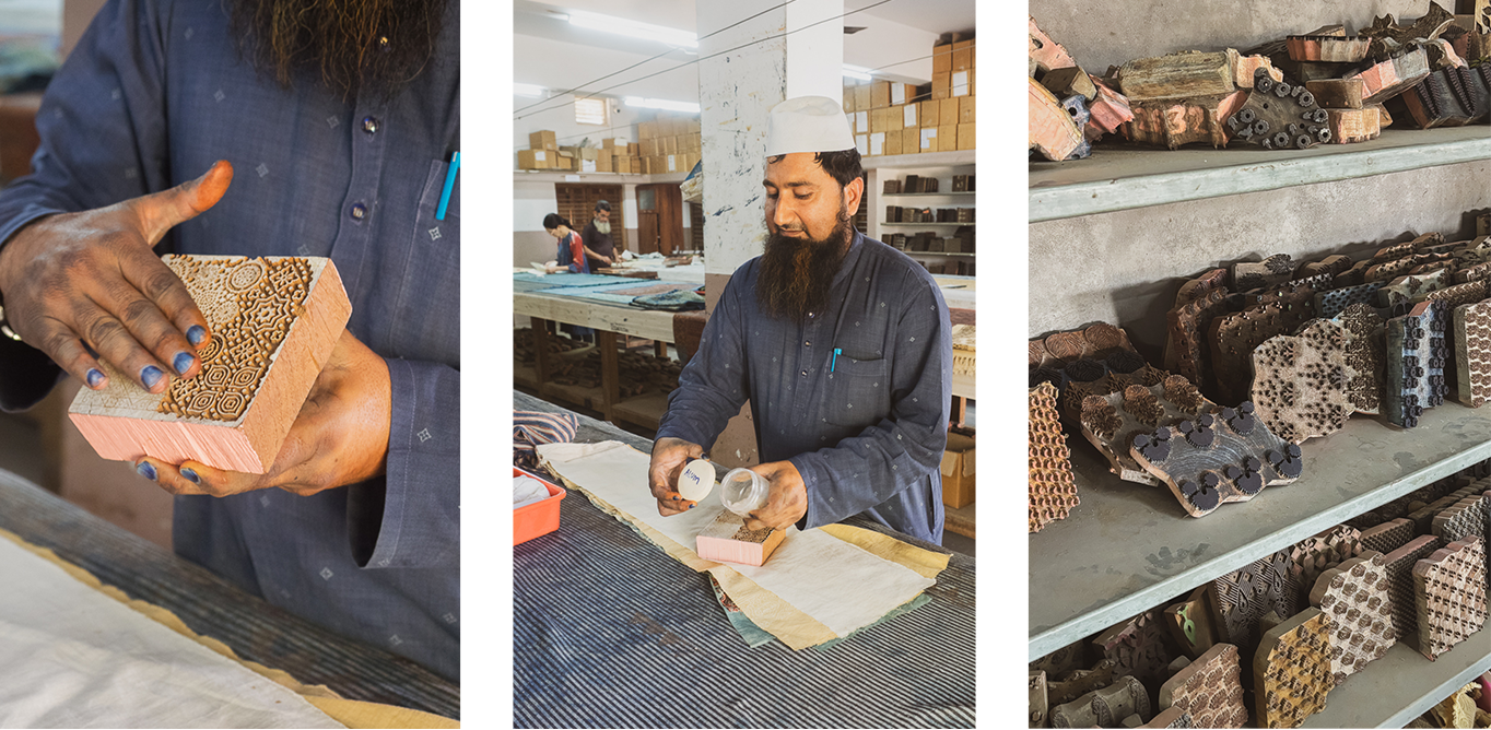 Sufiyan Khatri in his atelier of Ajrakh Block Printing