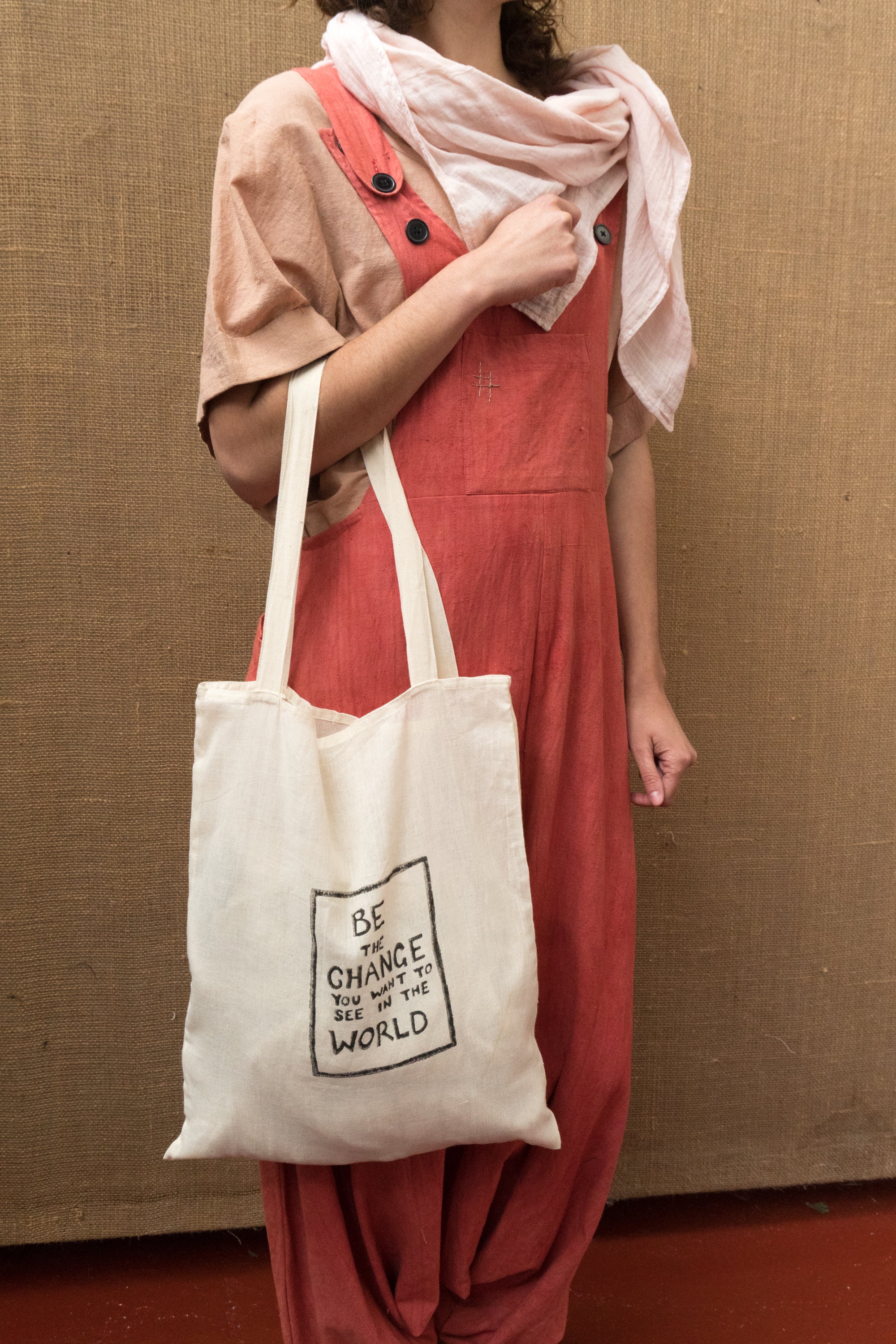 Handloom Tote Bag - Be The Change-Accessories-The ANJELMS Project