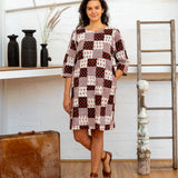 Half Sleeve Dress - Black/White Print Patchwork-Women-The ANJELMS Project