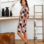 Half Sleeve Dress - Black/White Print Patchwork-Women-The ANJELMS Project