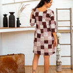 Half Sleeve Dress - Black/White Print Patchwork-Women-The ANJELMS Project