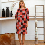 Half Sleeve Dress - Red Print Patchwork-Women-The ANJELMS Project