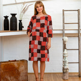 Half Sleeve Dress - Red Print Patchwork-Women-The ANJELMS Project