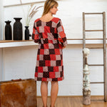 Half Sleeve Dress - Red Print Patchwork-Women-The ANJELMS Project