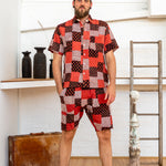 Men Shorts - Red Print Patchwork-Men-The ANJELMS Project