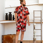 Men Shorts - Red Print Patchwork-Men-The ANJELMS Project