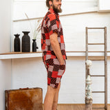 Men Shorts - Red Print Patchwork-Men-The ANJELMS Project