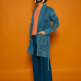 Waste Not Want Not Long Jacket - Indigo Mix