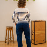 Mariniere Women Shirt with Side Slits – White/Navy